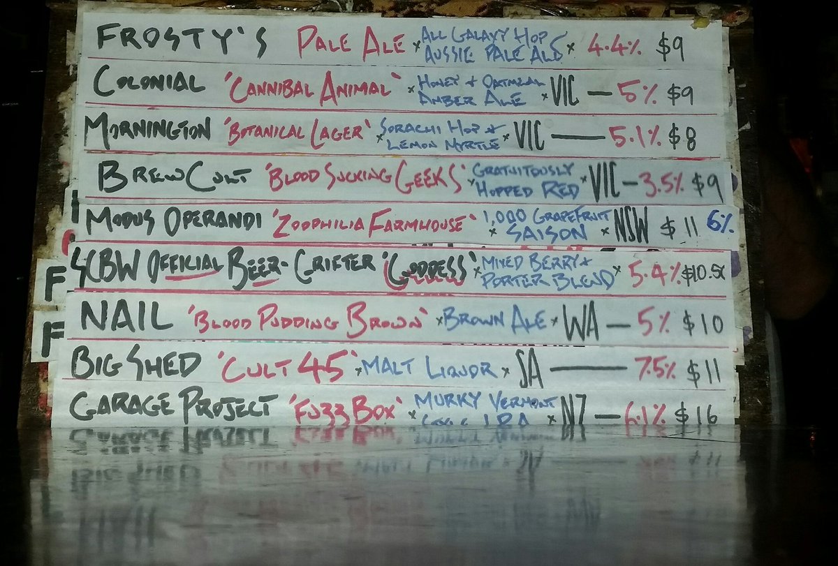 Current taps for <a href="/SydneyCraftBeer/">SydneyBeerWeek</a> include <a href="/BrewCult/">Brewcult Brewing Co.</a>, <a href="/bigshedbeer/">Big Shed Brewing Co.</a>, <a href="/NAIL_BREWING/">Nail Brewing</a>, @MOBrewing, <a href="/mpbrew/">mpbrew</a>, <a href="/thegrifterbrew/">The Grifter Brew Co.</a>