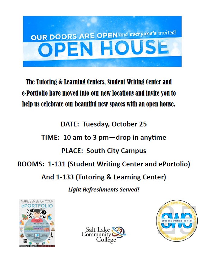 SLCCStaff's tweet photo. Hi! new space for the South Tutoring &amp; Learning Center,1-133.More visible, close to student services office, easier for students to find. https://t.co/Bhvuf4uiwj