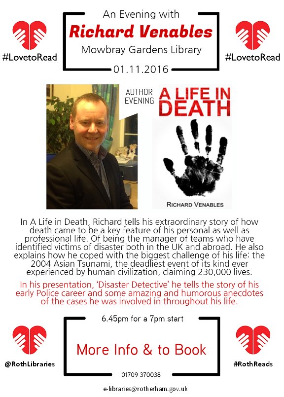 RothLibraries's tweet image. So looking forward to this event at #MowbrayGardensLibrary in a couple of weeks! @VenablesDI #LovetoRead #rotherhamiswonderful