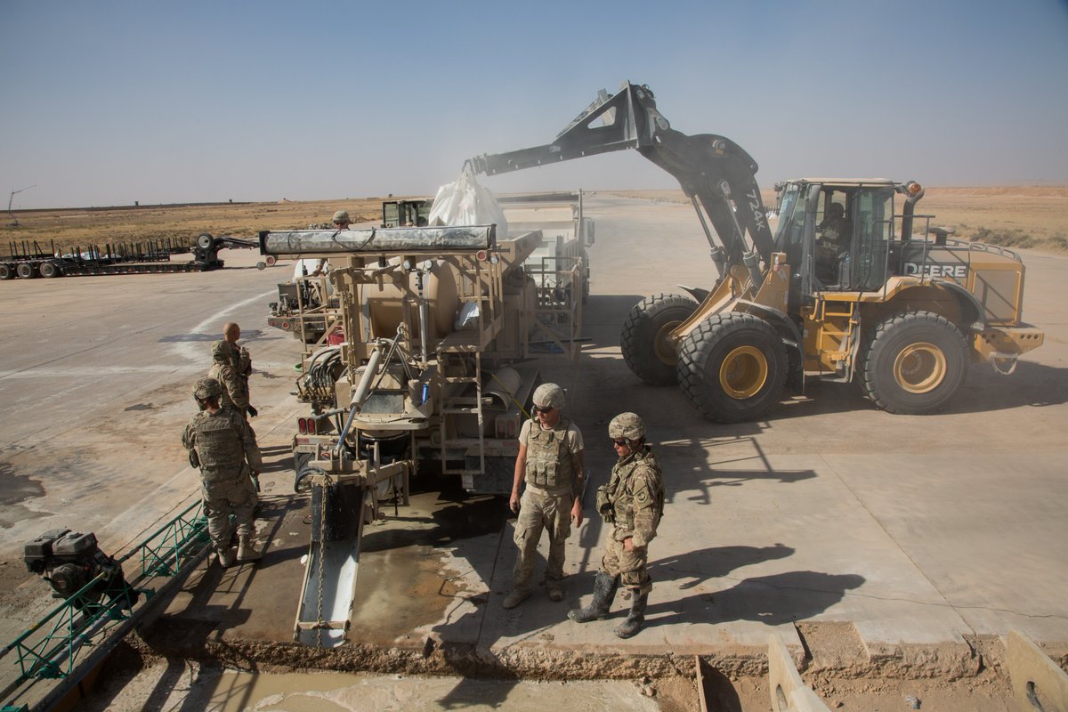 AirMobilityCmd's tweet photo. .@usairforce engineers repair runway in Iraq and train on new Rapid Airfield Damage Repair System. https://t.co/DGwCbuGXDS #TotalForceteam https://t.co/RbOAmOJdJq