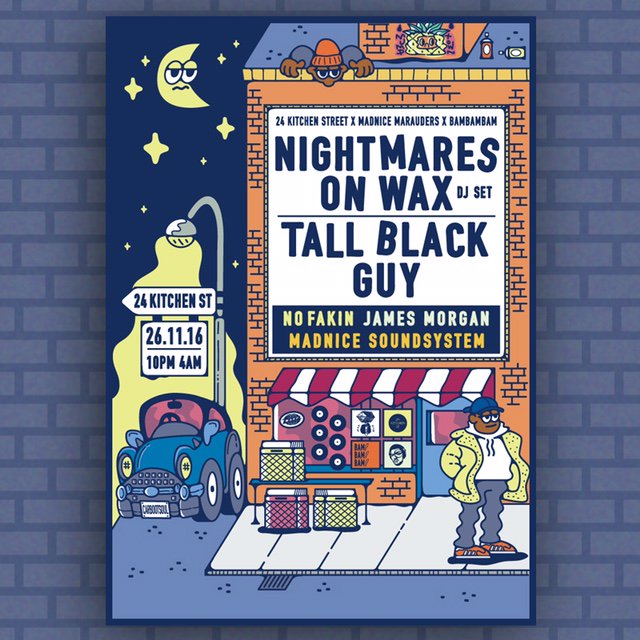 TripleBam's tweet photo. CAREFUL
Weve got another @nightmaresonwax sell out show on our hands
he returns @24KitchenStreet w/@SirTallBlackGuy 
https://t.co/lq1xXEwTXo https://t.co/yc8mBjMG1S