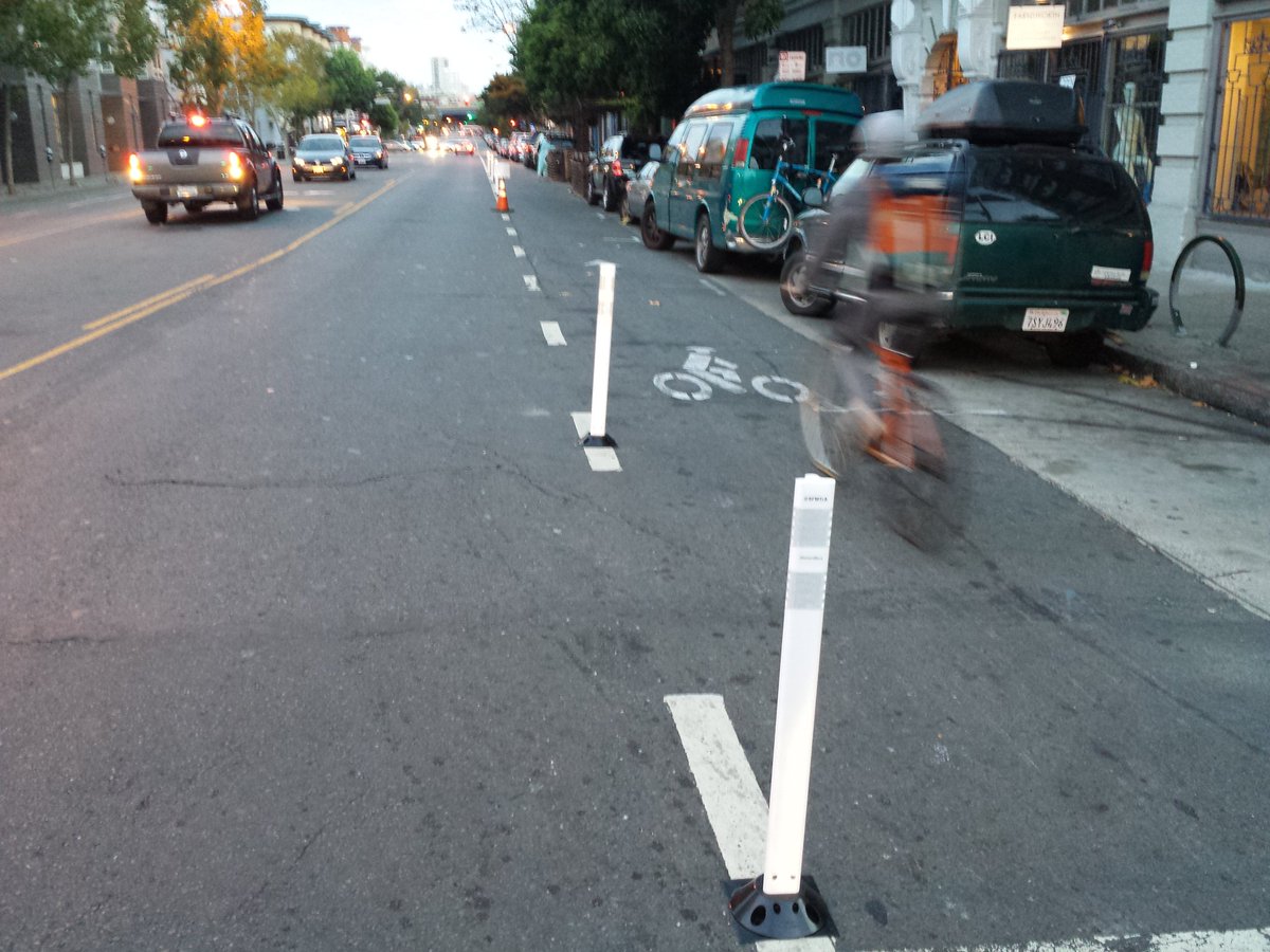 SFMTrA's tweet photo. We've installed a pilot on Valencia between 17th and 14th. Check it out and let us know what you think. #DemandMore https://t.co/xJE40dwT4j