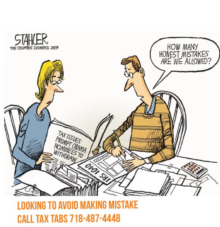 TabsTax's tweet photo. Looking to avoid costly mistake on your tax return , CALL TAX TABS 718-487-4448 #taxtips #tax #taxconsultation https://t.co/pcVuQTKjV3