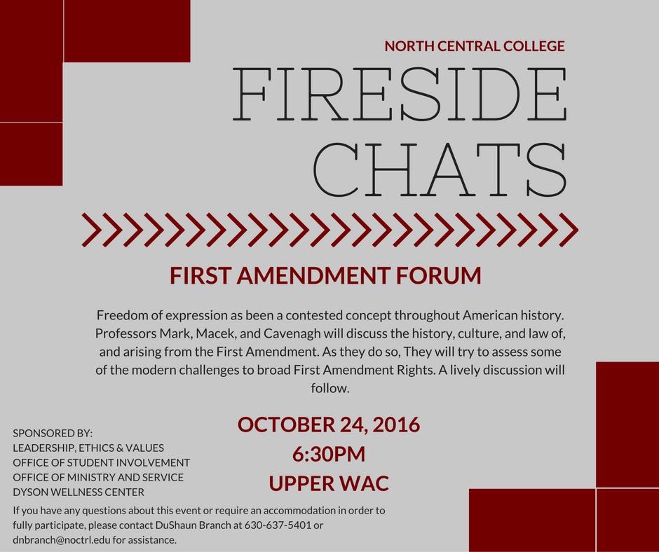 ncclevdept's tweet photo. Come by tonight's Fireside Chat to discuss the First Amendment! 630PM in Upper WAC https://t.co/7c5yb8cUAR