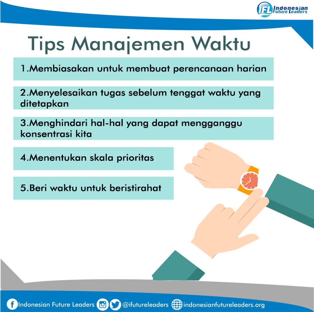 ifutureleaders's tweet photo. Nah, itu dia #IFLTIPS manajemen waktu. Semoga dapat diterapkan dengan baik ya, Leaders! https://t.co/Mea3KOuupA