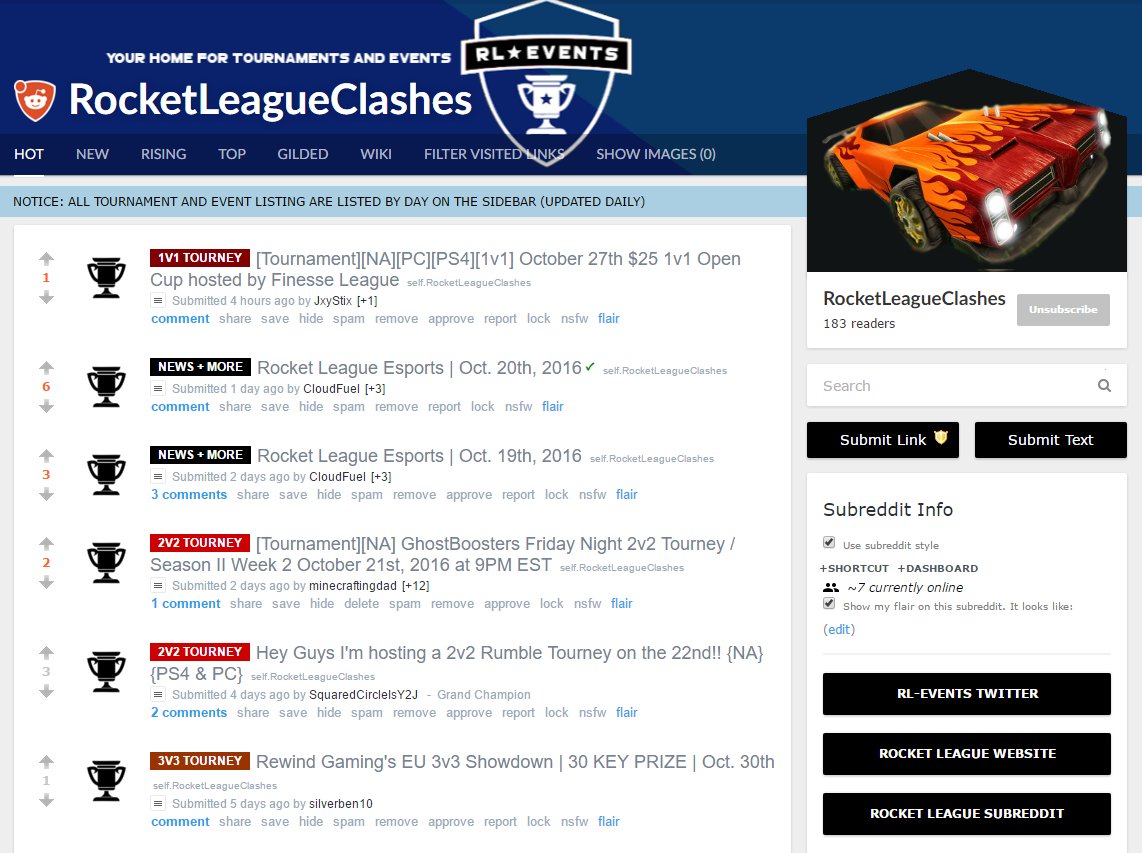 rlclashes's tweet image. Be sure to post your next Tournament or Event on reddit.com/r/RocketLeague…