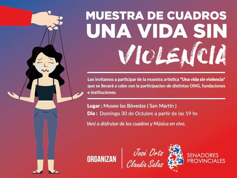 Ni a ella, ni a él, ni a vos, ni a NADIE
"UNA VIDA SIN VIOLENCIA"
✅domingo 30/10
✅19 hs
✅ Museo "Las Bóvedas", San Martín.