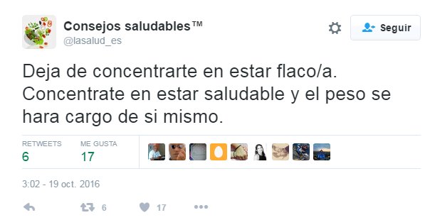 Deja de concentrarte en estar flaco/a. Concentrate en estar saludable y el peso se hara cargo de si mismo.