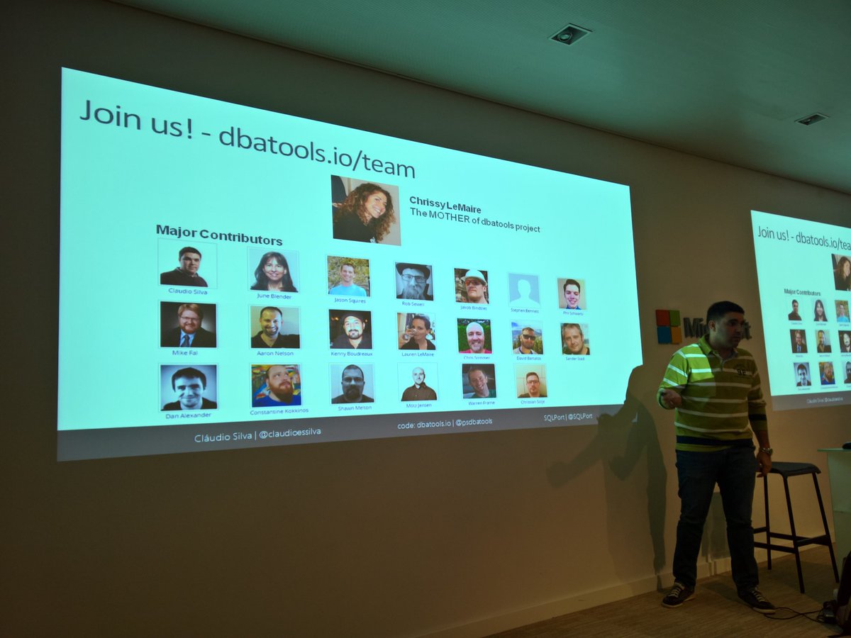 AndyPT's tweet photo. At @SQLPort meeting today: @ClaudioESSilva presenting @psdbatools at @PTMicrosoft... #DBATools #DBAReports #PowerShell #SQLServer #SQLFamily https://t.co/6CZ6YcgVlH