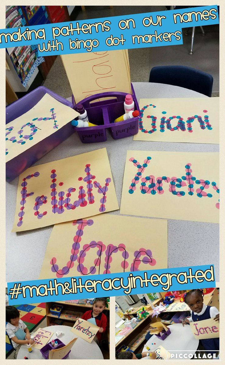 MsPaternoPreK's tweet photo. #integratingMath&Literacy#Making patterns with our names https://t.co/R9xaYjxr7b