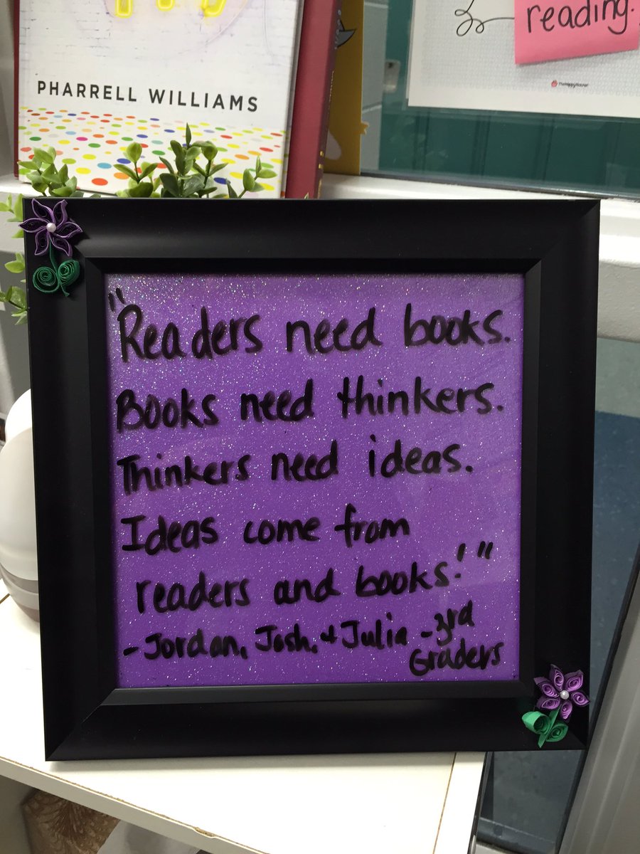 FionaByrne23's tweet photo. "Readers need books. Books need thinkers.Thinkers need ideas. Ideas come from readers &amp; books." https://t.co/g5GWTODRaL #ACUedu_p https://t.co/ZiZbvedOoX