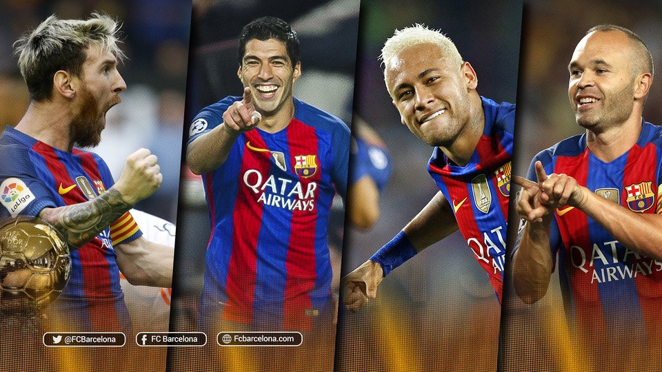FCBarcelona's tweet photo. 🔴🔵 Iniesta, Suárez, Messi and Neymar Jr up for Ballon d’Or award: https://t.co/IMPOSLNPqo https://t.co/At24nmaq6R