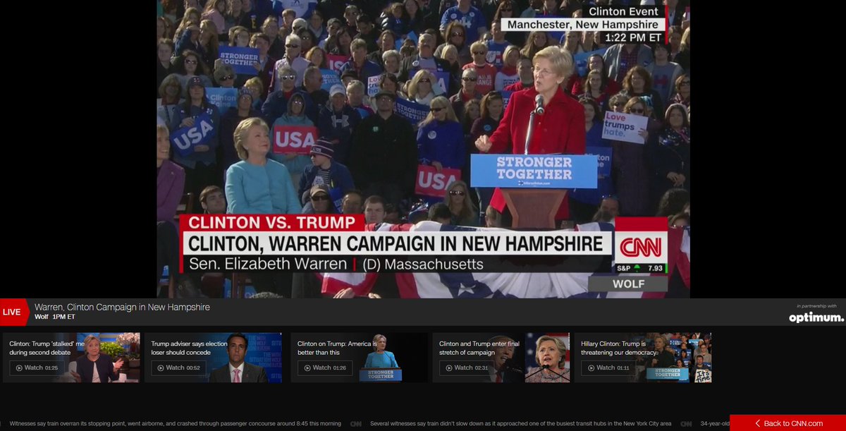 CNNgo (@cnngo) on Twitter photo LIVE => <a href="/SenWarren/">Elizabeth Warren</a> campaigns w/ <a href="/HillaryClinton/">Hillary Clinton</a> in NH ahead of a two-day swing in FL. Watch <a href="/CNN/">CNN</a> on CNN.it/go LIVE => <a href="/SenWarren/">Elizabeth Warren</a> campaigns w/ <a href="/HillaryClinton/">Hillary Clinton</a> in NH ahead of a two-day swing in FL. Watch <a href="/CNN/">CNN</a> on CNN.it/go