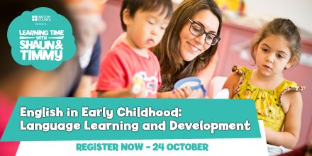 TeachingEnglish's tweet photo. Teach #younglearners? It's still not too late to join our #FLEarlyChildhood course! https://t.co/NVrpxmi4LF https://t.co/7XgnAddOBZ