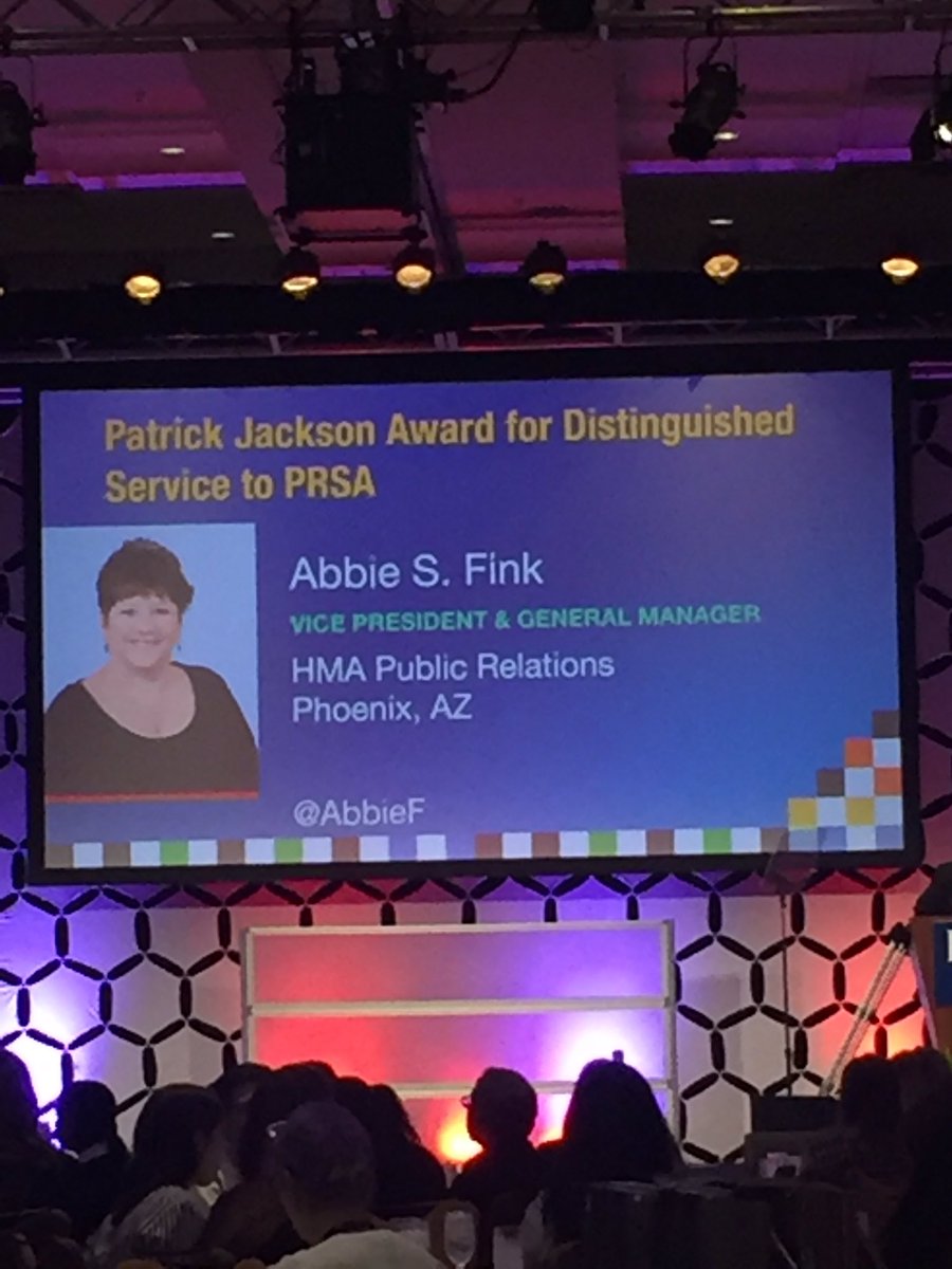 Hey <a href="/abbyf/">Abby Fox</a>! Honoring you at #PRSAICON. Congrats and well earned.