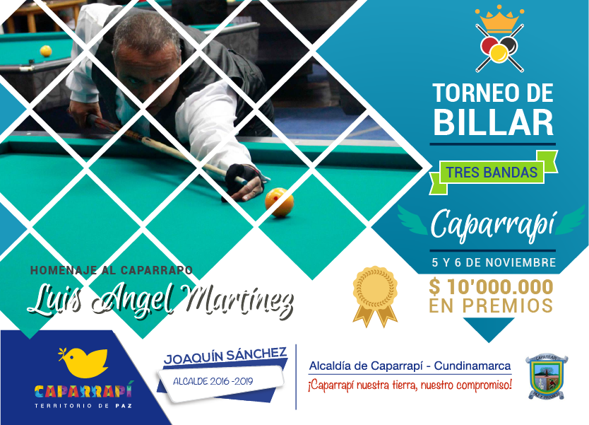 CaparrapiAlcald's tweet photo. Torneo de billar 3 bandas el 5 y 6 de noviembre, homenaje a Luis Angel Martínez #OrgulloCaparrapo https://t.co/wVykbdWHG1