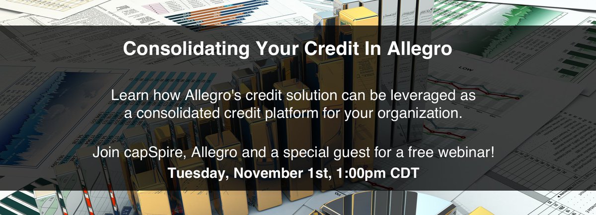 allegrodev's tweet photo. Join capSpire, Allegro and a guest from CECONY Nov. 1: Consolidating Your Credit In Allegro Webinar. Register at https://t.co/P0B4XVaNbv https://t.co/Vdr6CfPJaG