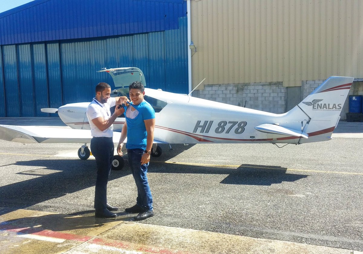 ENALAS's tweet photo. Felicitamos a Ramón Nuñez por haber realizado su primer vuelo Solo. #enalas #flightschool #dr #firstsolo https://t.co/EjY6vIOb1x