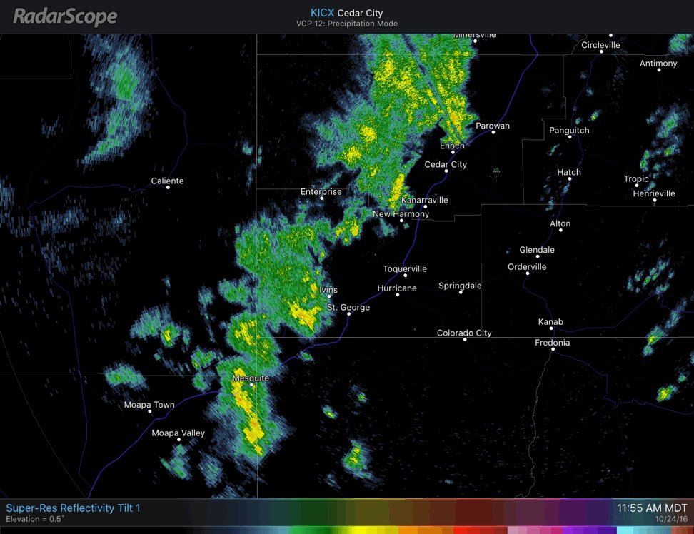 NWSSaltLakeCity's tweet image. Noon- Strongest storms over southern UT/NV, will move through Dixie next couple hours. #utwx