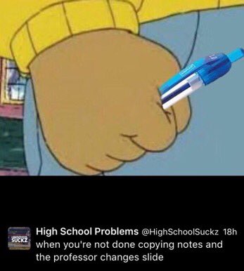 RobertCFIetcher's tweet photo. If you're a student following @HighSchoolSuckz is a MUST! 
Their tweets have me dying all day in class 😂👌🏼 https://t.co/mwOii8Mku7