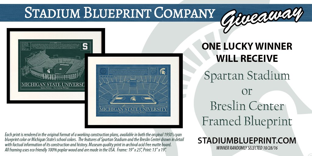 MSUGear's tweet photo. RT &amp; FOLLOW to win a framed Spartan Stadium or Breslin Center blueprint from @stadiumbluprint. Will announce winner on Friday 10/28. https://t.co/KJYWHbQYtF
