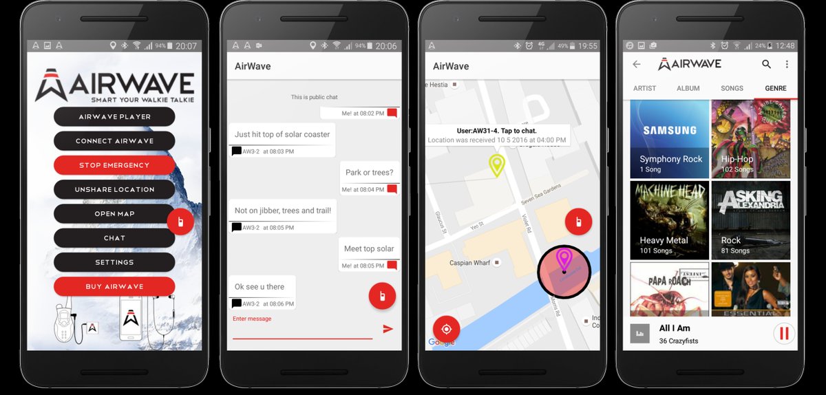 airwave_tech's tweet photo. New screenshots of the #app!!! Bluetooth dongle for your #walkietalkie #locationsharing #chat #voicecomm Join Us @ https://t.co/uZ8YqyDwqU https://t.co/d7qnqH8xBz