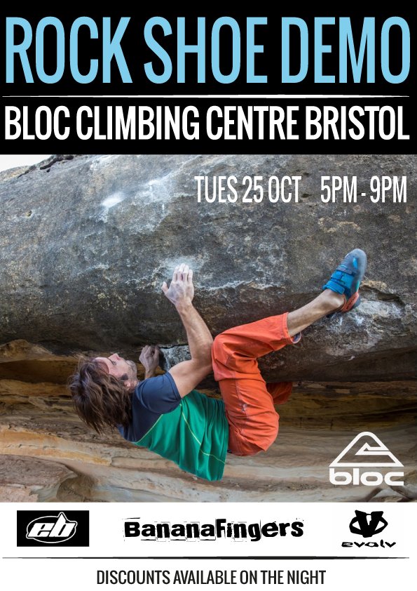 Come and test out (for free) and find out loads of information on a huge collection of climbing shoes tomorrow from 5-9pm.
