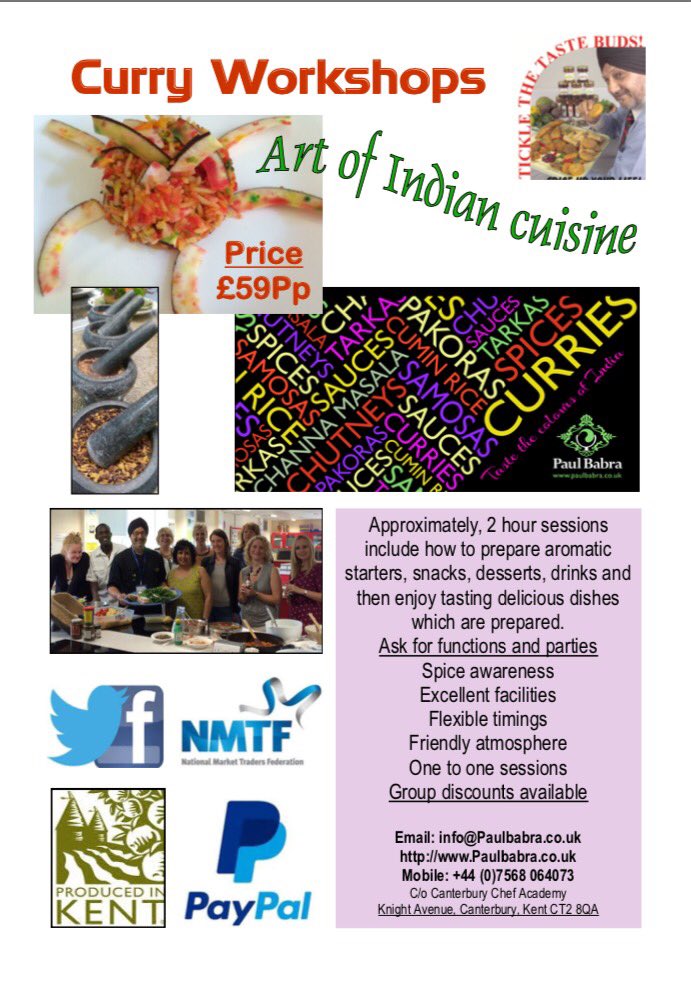 PaulBabra's tweet photo. Let's #TrainIndianChefs #CookIndian #ReadySteadyBook @ProducedinKent @GrowMy_Biz @EKPartnership @EastKentCollege @CburycolHosp @vanillaweb https://t.co/aucimAso1u