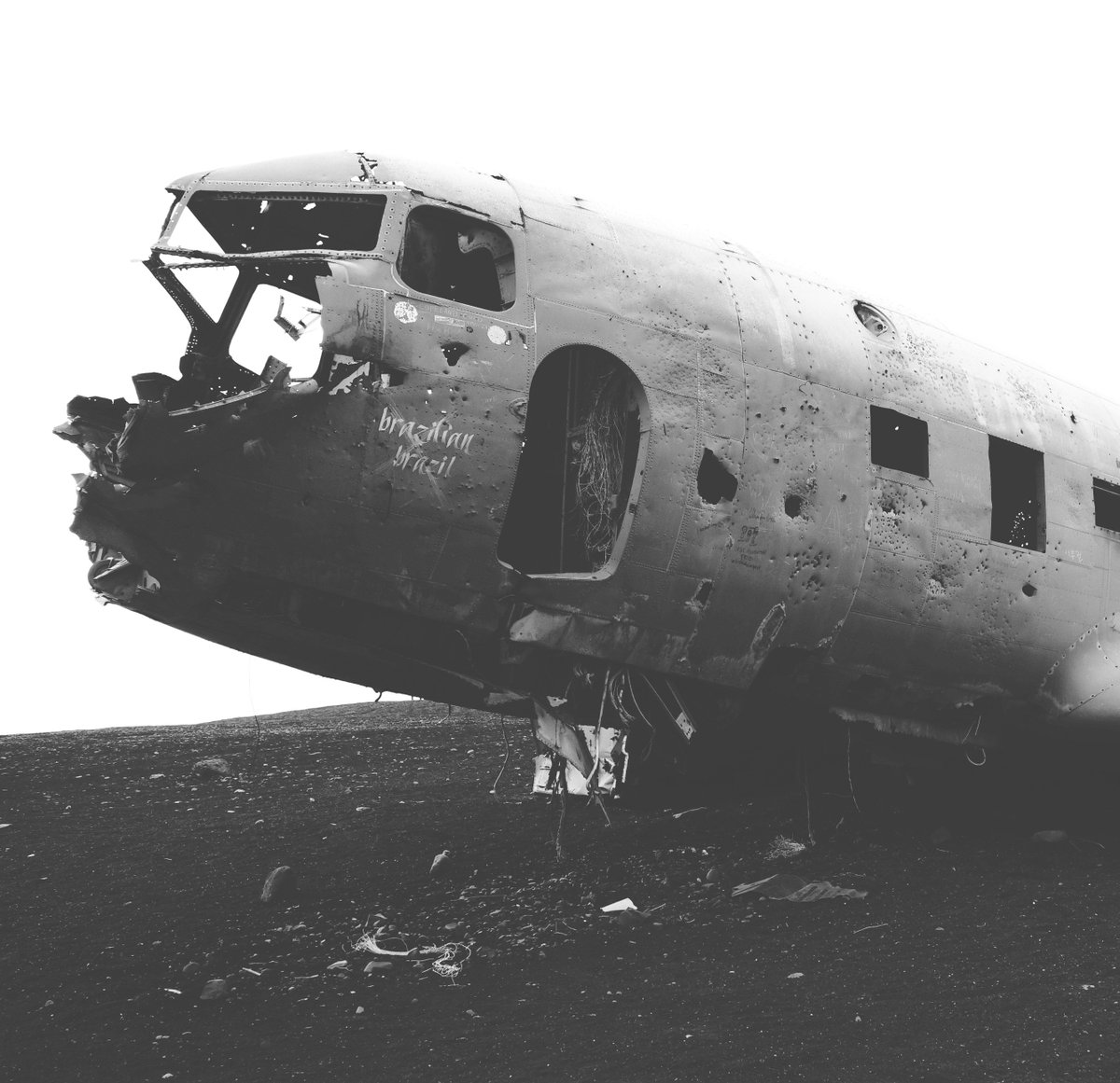 Thinking about #Iceland today. This U.S. Navy plane crashed on the black sand beaches of Sólheimasandur in 1973. Still there for you to see!