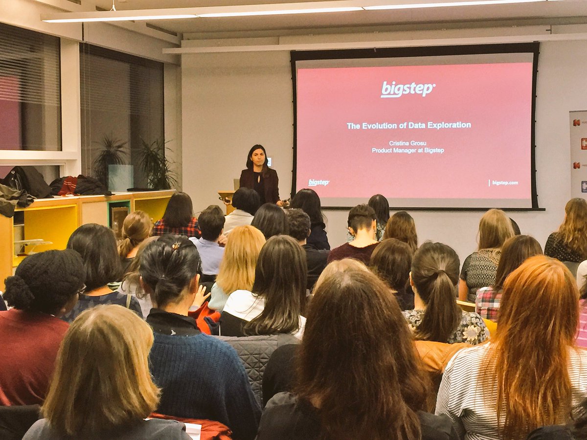Cristina Grosu, Product Manager at <a href="/BigStepInc/">Bigstep</a> giving a talk on The Evolution of #Data Exploration || #womenintech #bigdata <a href="/bigdataweek/">Big Data Week</a>