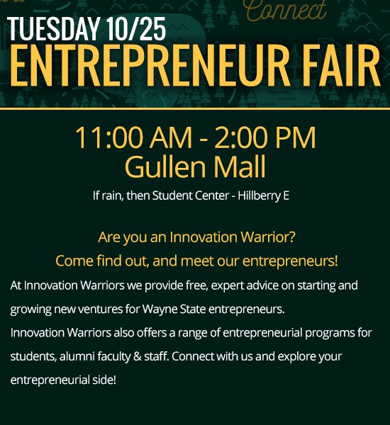 IW_WSU's tweet photo. Tomorrow! We'll have freebies for anyone who signs up to explore entrepreneurship with us! https://t.co/e2Ffvb2Geq