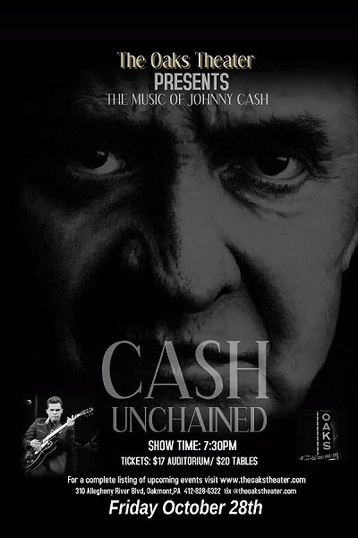 Oaks Theater (@TheOaksTheater) on Twitter photo 24/10/2016 19:05:14 Friday @TheOaksTheater Cash Unchained The Music of Johnny Cash. Get tickets at theoakstheater.com Friday @TheOaksTheater Cash Unchained The Music of Johnny Cash. Get tickets at theoakstheater.com