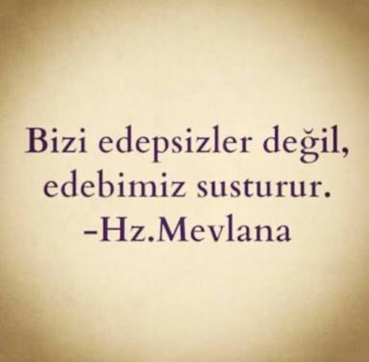 Bizi edepsizler değil,edebimiz susturur.. -Hz.Mevlana