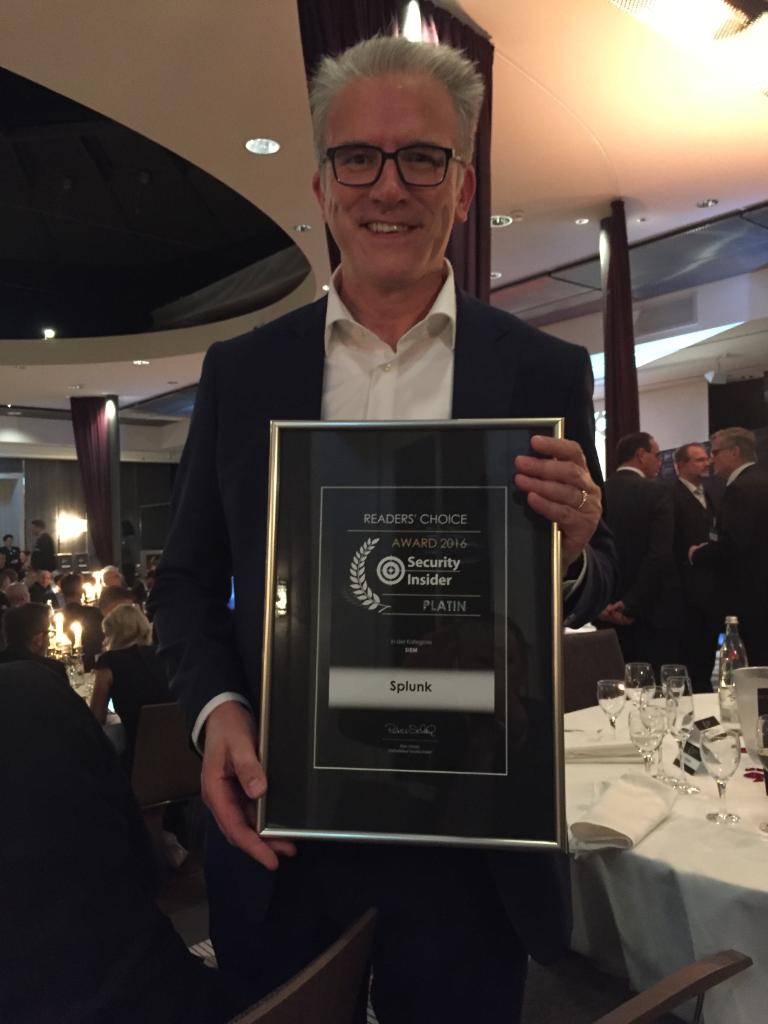 splunk's tweet photo. We attended #itsa16 & received the Platin Award for Best SIEM Product. Check out highlights from the event: https://t.co/Jr4cQztF8H https://t.co/V8DqyT0RcP