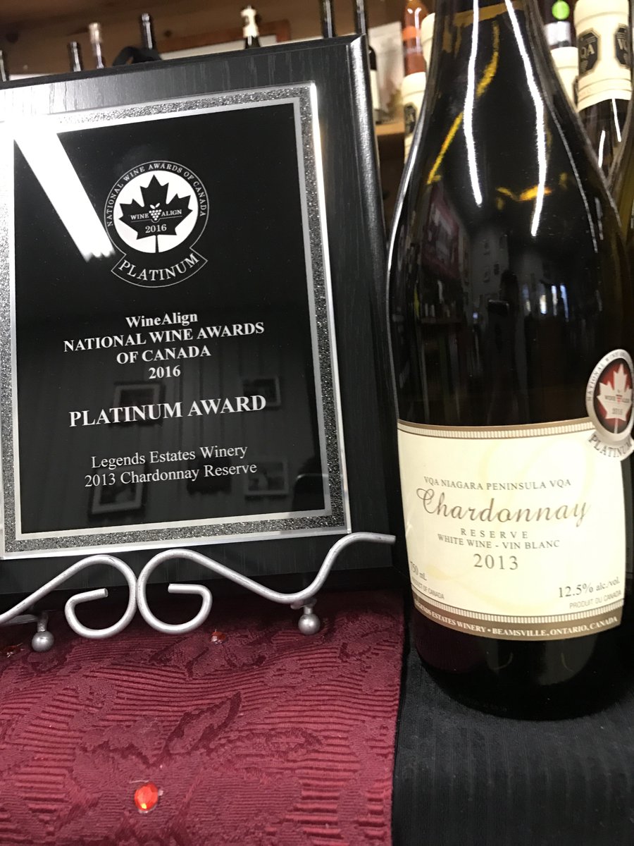 LegendsWinery's tweet photo. National wines awards of #canada platinum #chardonnay. Come & get your bottle today #vqa #vqaon #niagara https://t.co/gbLvlC4FS0