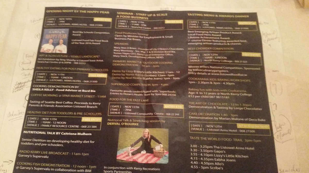 ListowelFood's tweet photo. Final touches to the program tonight #llf16 @thehappypear @DervalORourke @nkerrycollege @taelanestore @tastekerry1 @LoveListowel @LizzysLK https://t.co/rLXig9IEVX