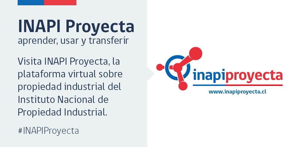 inapichile's tweet photo. Conoce la plataforma en línea #INAPIProyecta que ofrece una amplia variedad de contenidos sobre propiedad industrial https://t.co/nLuzEgagw9 https://t.co/dhBb16DnOQ