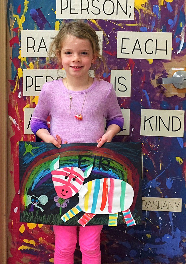 Such a happy colorful project! I love all the details in first grade's zebra projects! #sp109