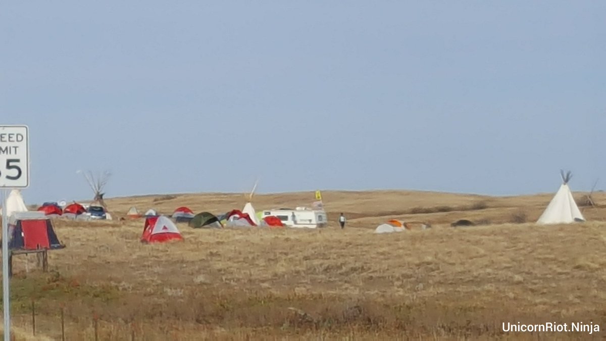 New #NoDAPL winter camp, set up y'day  after Oceti Sakowin tribal leaders declared eminent domain on treaty land, still in place &amp; has grown