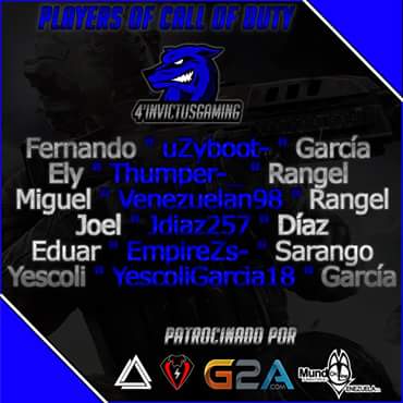 LegendsGamingTM's tweet photo. Buenas,hoy quiero decirles, ahora jugaremos para un maravilloso clan 4InvictusGaming aqui el roster @LGVenezolana https://t.co/yaSoRNhuWa