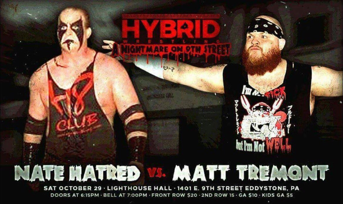 Davidnj32's tweet photo. #RAWFirst Time Ever: @TremontCZW vs Big FN Nate Hatred this SATURDAY as Hybrid presents "A Nightmare on 9th Street!" Tix on sale now! https://t.co/VlGS5FWdVO