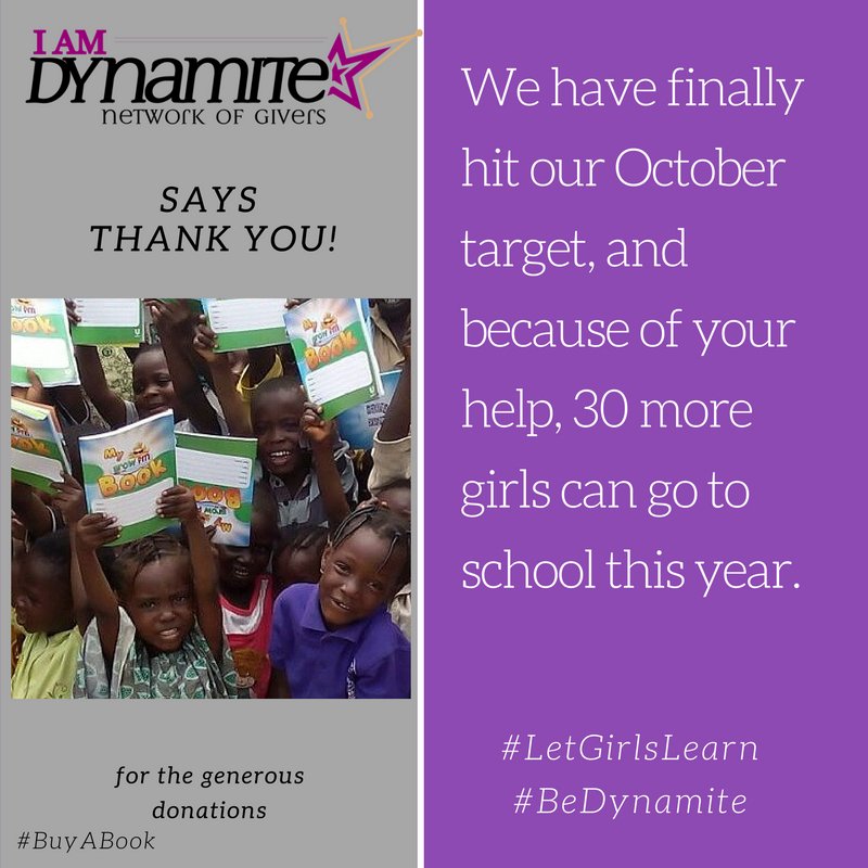 titithedynamite's tweet photo. #ThankYouForGiving
#ThanksToYouWEHaveHitThisYearsTarget
#30MoreGirlsGoToSchoolThisYear.
#BeDynamite
#LetGirlsLearn https://t.co/i3DI7LO46u https://t.co/2jIfNtLlOC