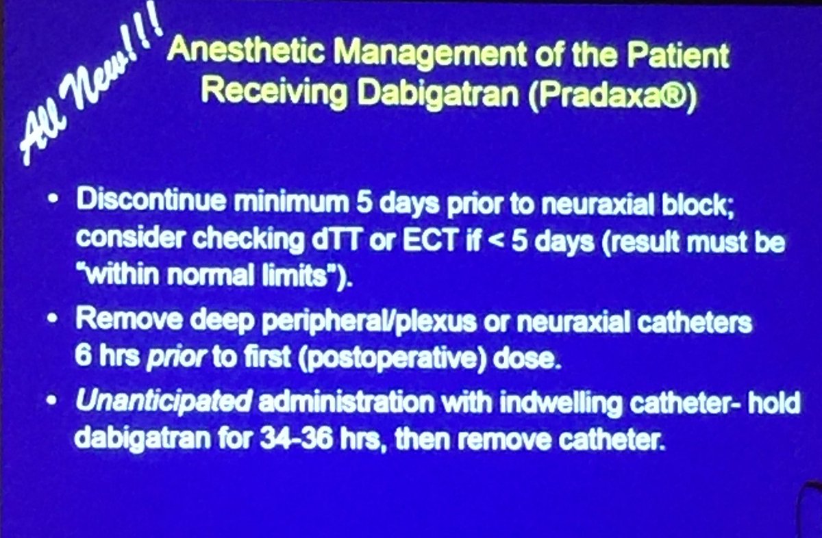 MarkMD's tweet image. Essential info for anyone placing/removing epidurals with more and more Pts taking new oral anti-coags #ANES16 #spinalhematoma @ASRA_Society