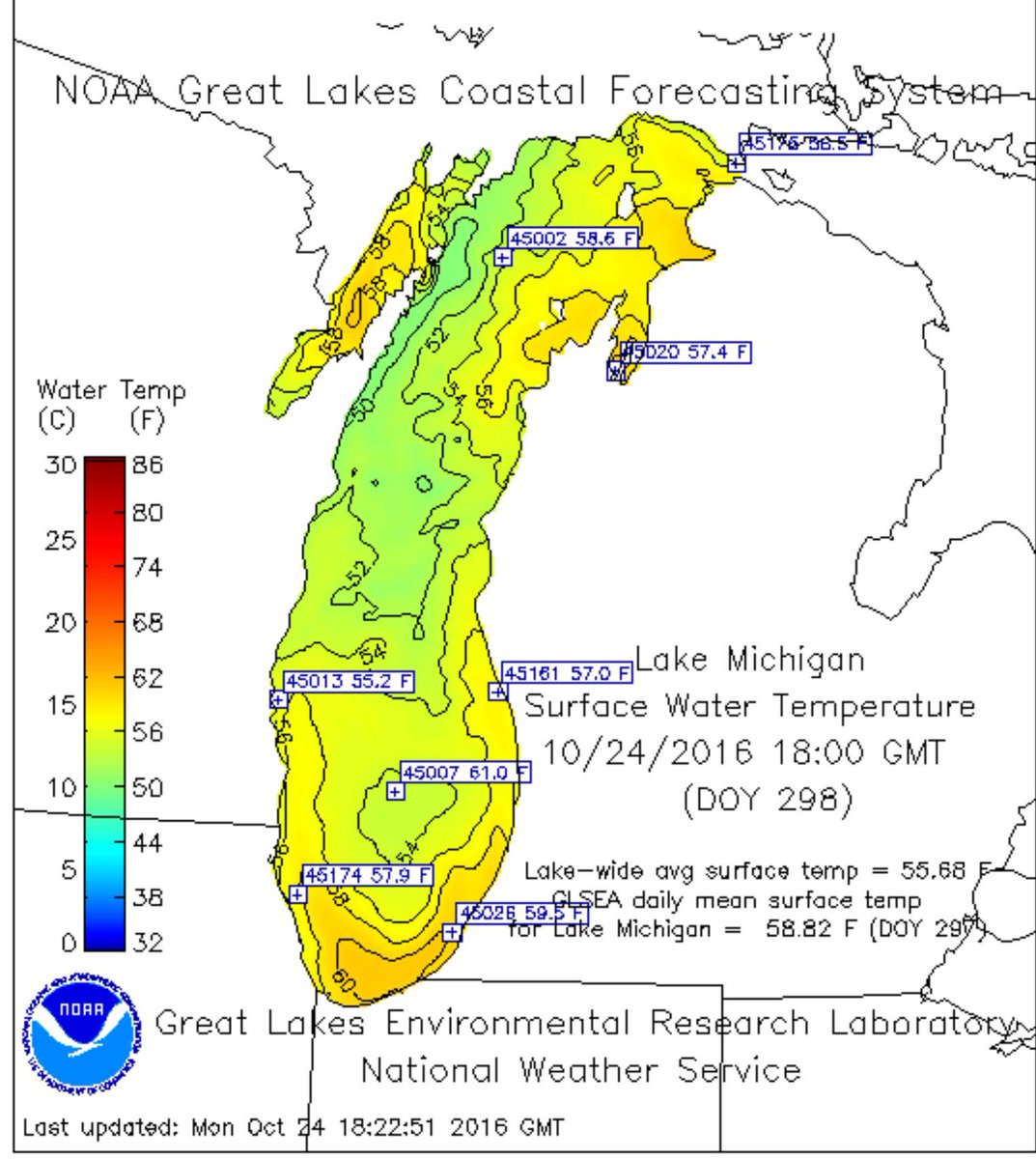 WX_Marker's tweet photo. With Great Lakes running well above average could bring hvy lake effect snow to the snowbelts #ohwx #miwx https://t.co/iWZd11Ugub