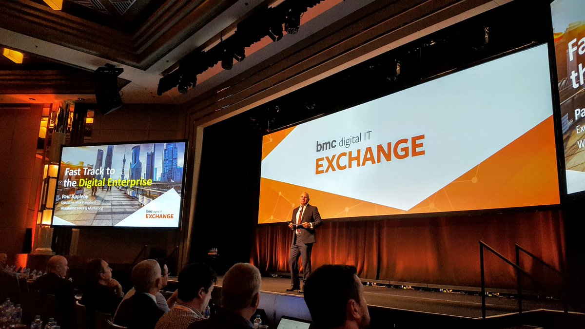 BMCSoftware's tweet photo. #BMCExchange Melbourne has begun, kicked off with a keynote by @appleby_paul about how enterprises fast track to #digitalbusiness. https://t.co/OymrmCCUnL