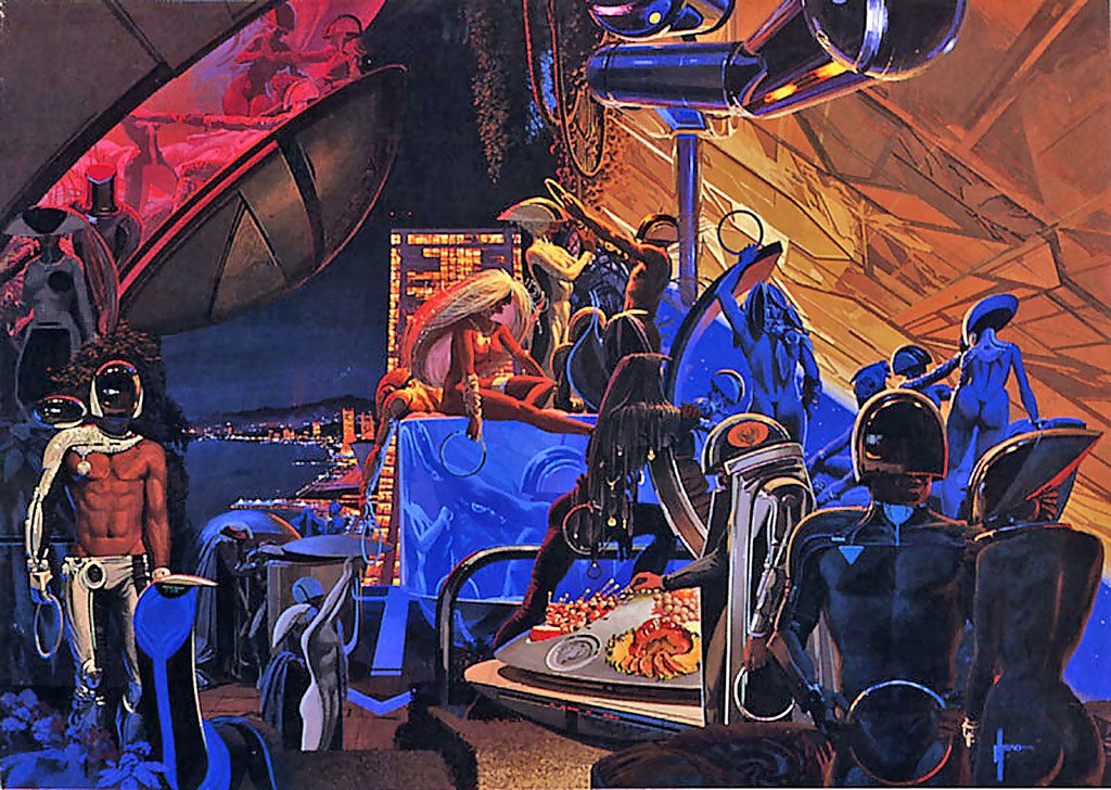 70sscifiart's tweet photo. Just so all the evidence is in one tweet: Proof that design futurist Syd Mead knows how to throw a party. https://t.co/XVrydYYl0w