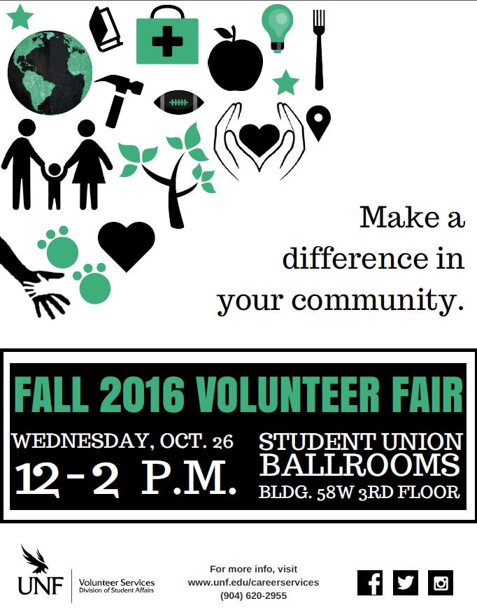 Attend the Volunteer Fair Oct. 26 to learn more about volunteering in Jacksonville. Organizations participating: bit.ly/2efcHF9