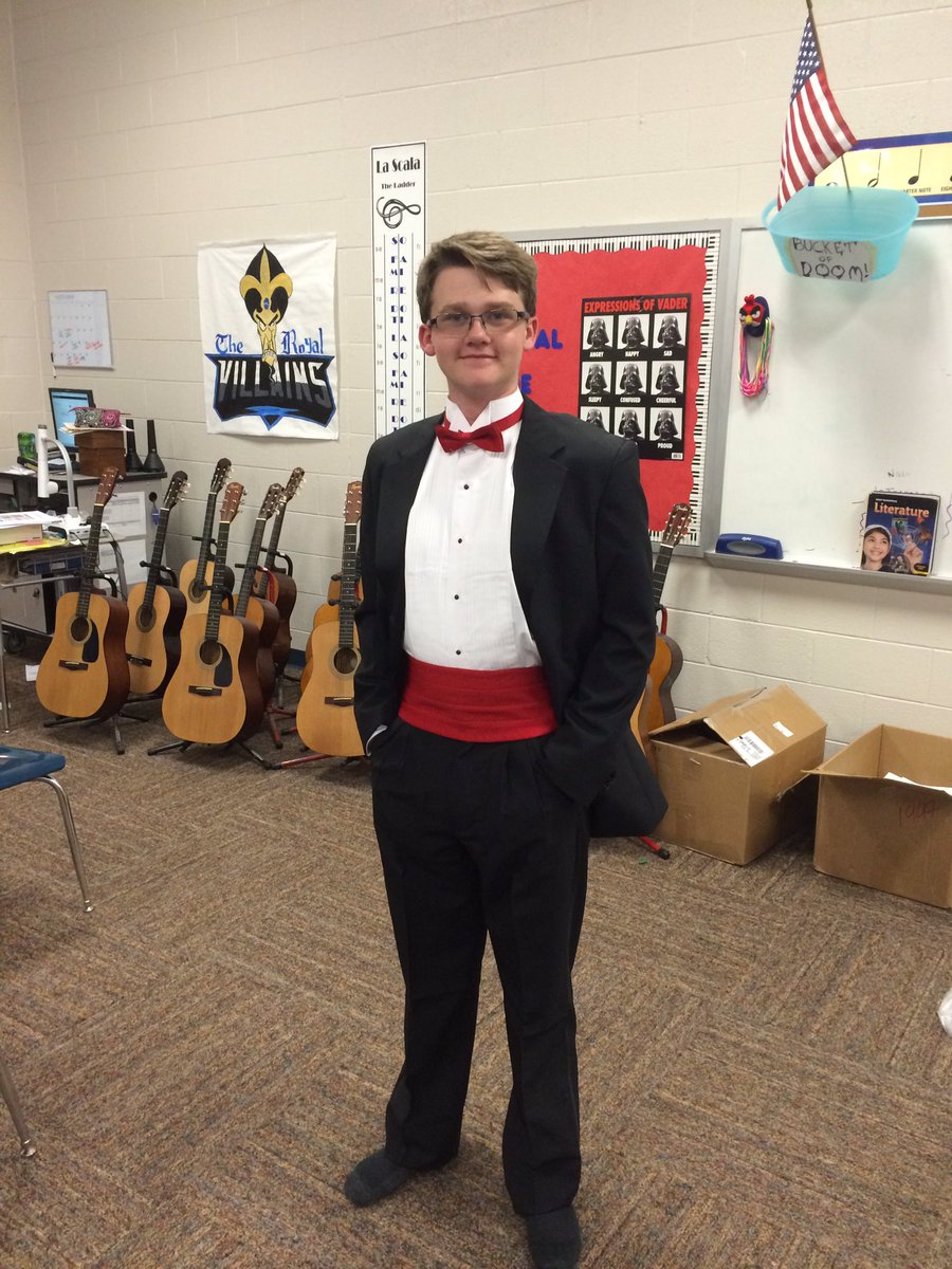 OMSChoirs's tweet photo. Charged Harmony member sporting his new tuxedo for our concerts! @OMS_Chargers @OMSChoirs #champions #sharpasatac https://t.co/JifEP68qHU