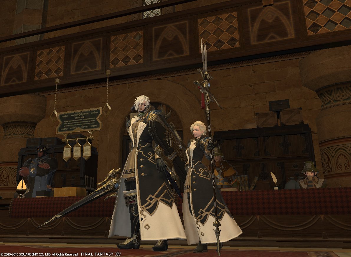 刹と栗丸 Twitterren ちょっと浮上しつつあるので 同じ不滅隊所属のフレさんと ルテナン装備取れたよ記念 女神武器が色合い最適 Ff14