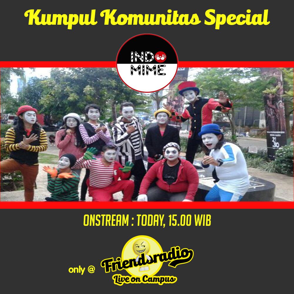 Kumpul Komunitas Special bersama @friendsradioid OnStream: today, 15.00 WIB #LiveonCampus